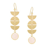 Half Moon Drop Rose Quartz Stone Earrings - - Earrings - Ofina