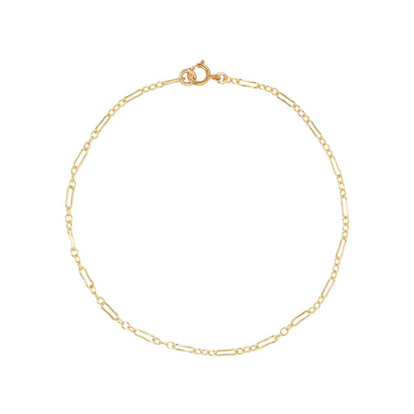 Thin Elongated Oval & Round Link Chain Bracelet - 6" - Bracelets - Ofina