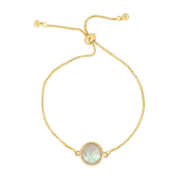 Round Mother of Pearl Adjustable Bracelet - - Bracelets - Ofina