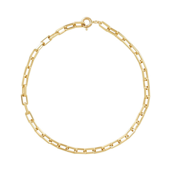 SALE - 10k Solid Gold Bold Paperclip Bracelet - - Bracelets - Ofina