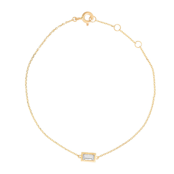 14k Solid Gold CZ Bezel Emerald Bracelet - - Bracelets - Ofina
