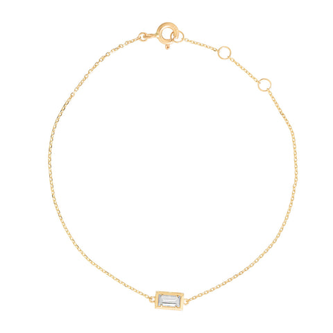 14k Solid Gold CZ Bezel Emerald Bracelet - - Bracelets - Ofina