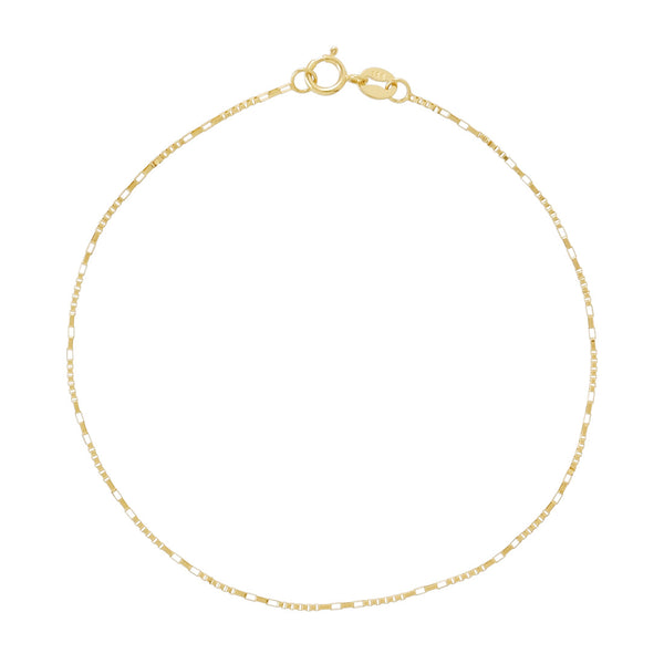 14k Solid Gold Long & Short Box Chain Bracelet - - Bracelets - Ofina