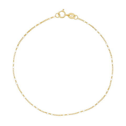 14k Solid Gold Long & Short Box Chain Bracelet - - Bracelets - Ofina