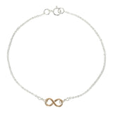 Tiny Infinity Bracelet on Thin Chain - Gold Infinity / Silver Chain - Bracelets - Ofina