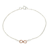 Tiny Infinity Bracelet on Thin Chain - Rosegold Infinity / Silver Chain - Bracelets - Ofina
