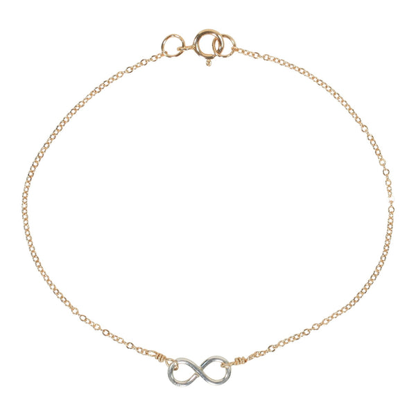 Tiny Infinity Bracelet on Thin Chain - Silver Infinity / Gold Chain - Bracelets - Ofina