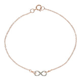 Tiny Infinity Bracelet on Thin Chain - Silver Infinity / Rosegold Chain - Bracelets - Ofina