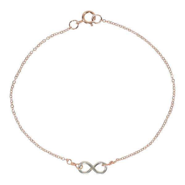 Tiny Infinity Bracelet on Thin Chain - Silver Infinity / Rosegold Chain - Bracelets - Ofina