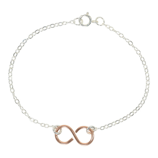 Infinity Bracelet on Regular Chain - Rose Gold Infinity l Silver Chain - Bracelets - Ofina