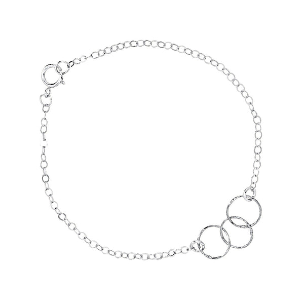 Tiny Triple Diamond Cut Circles Bracelet - Silver - Bracelets - Ofina