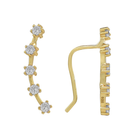 CZ Prong Ear Crawler - Left / Gold - Earrings - Ofina