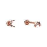 SALE-Mini CZ Half Moon Studs - Rosegold - Earrings - Ofina