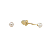 10k Solid Gold Pearl Studs - 2mm - Earrings - Ofina
