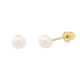 10k Solid Gold Pearl Studs - 4mm - Earrings - Ofina