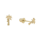 10k Solid Gold Palm Tree Studs - - Earrings - Ofina