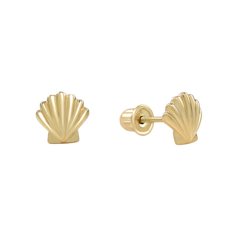 10k Solid Gold Seashell Studs - - Earrings - Ofina