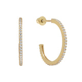 SALE - 10k Solid Gold CZ Pave Huggie/Hoop Studs - Yellow Gold / 14mm - Earrings - Ofina