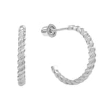 SALE - 10k Solid Gold Twisted Hoop Studs - White Gold - Earrings - Ofina