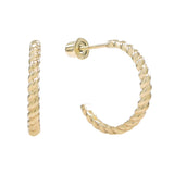 SALE - 10k Solid Gold Twisted Hoop Studs - Yellow Gold - Earrings - Ofina
