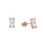10k Solid Gold Emerald CZ Studs - Rose Gold - Earrings - Ofina