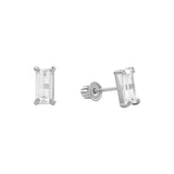 10k Solid Gold Emerald CZ Studs - White Gold - Earrings - Ofina