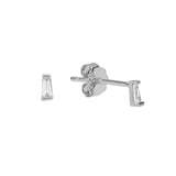 Tiny Baguette Studs - Silver - Earrings - Ofina