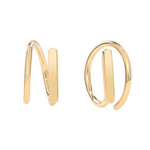 10k Solid Gold Twisted Bar Earring -  - Earrings - Ofina