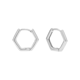 Thin Hexagon Huggies - Silver - Earrings - Ofina