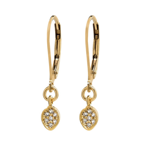 CZ Oval Leverback Earrings - Gold - Earrings - Ofina