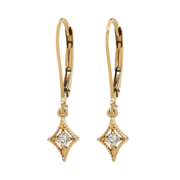 CZ Diamond Leverback Earrings - - Earrings - Ofina