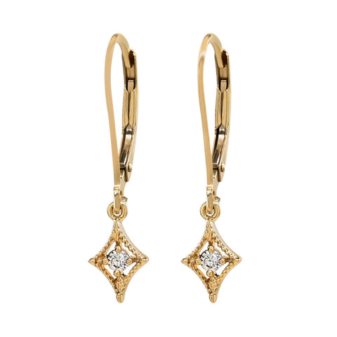 CZ Diamond Leverback Earrings - - Earrings - Ofina
