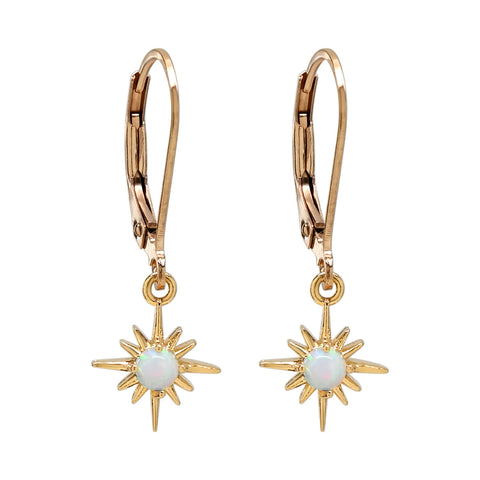 Opal Sun Ray Leverback Earrings - - Earrings - Ofina
