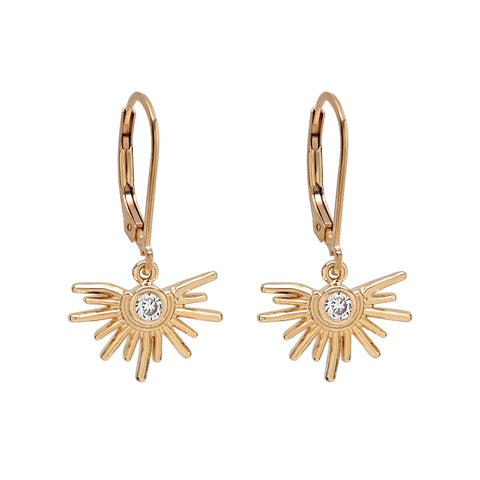 CZ Starburst Leverback Earrings - - Earrings - Ofina
