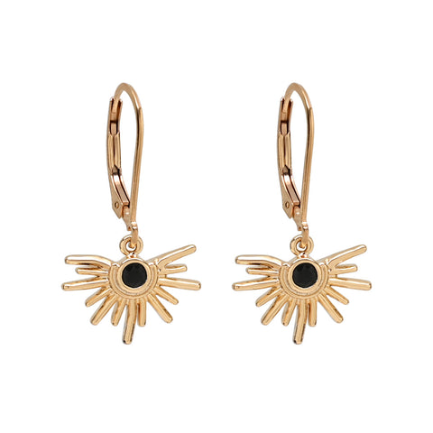 Black CZ Starburst Leverback Earrings - - Earrings - Ofina
