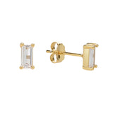 Emerald CZ Prong Studs - Gold - Earrings - Ofina
