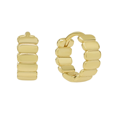 Ribbed Thick Huggies - gold - Earrings - Ofina