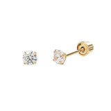 14k Solid Gold Round CZ Studs - Medium - Earrings - Ofina