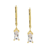 Tiny CZ Emerald Leverback Earrings - - Earrings - Ofina