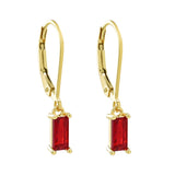 Tiny Red Emerald Leverback Earrings - - Earrings - Ofina
