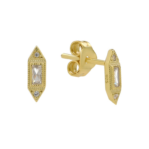 Art Deco CZ Studs - - Earrings - Ofina
