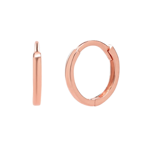 14k Solid Gold Thin Huggies - Rose Gold - - Ofina