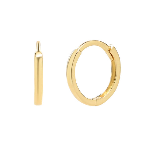 14k Solid Gold Thin Huggies - Yellow Gold - - Ofina
