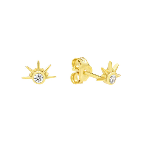 CZ Horizon Sun Studs - - Earrings - Ofina