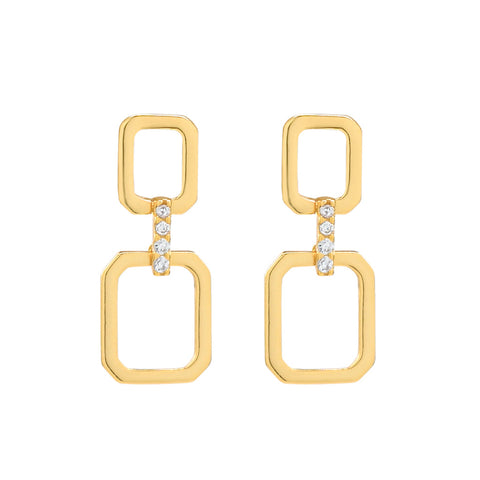 Oval Double Link CZ Studs - - Earrings - Ofina