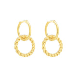 Smooth & Twisted Detachable Huggies - Gold - Earrings - Ofina