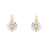 SALE - 10k Solid Gold CZ Bail Studs - - Earrings - Ofina