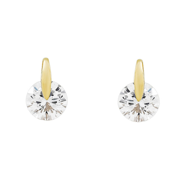 SALE - 10k Solid Gold CZ Bail Studs - - Earrings - Ofina