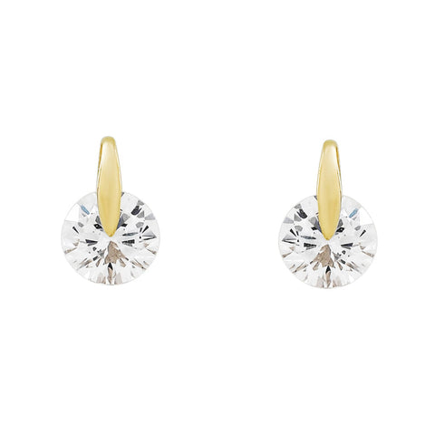 SALE - 10k Solid Gold CZ Bail Studs - - Earrings - Ofina