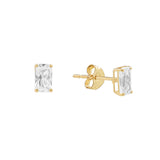 14k Solid Gold Baguette Studs - - Earrings - Ofina